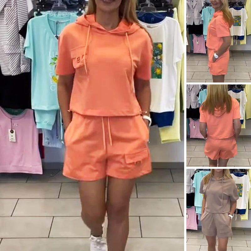 Dames zomerset met korte mouwen, hoodie en broek