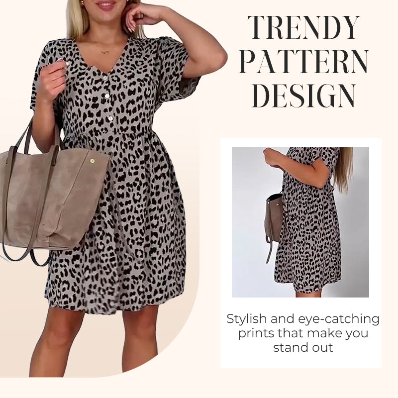 Casual V-hals Jurk met Korte Mouwen voor Dames