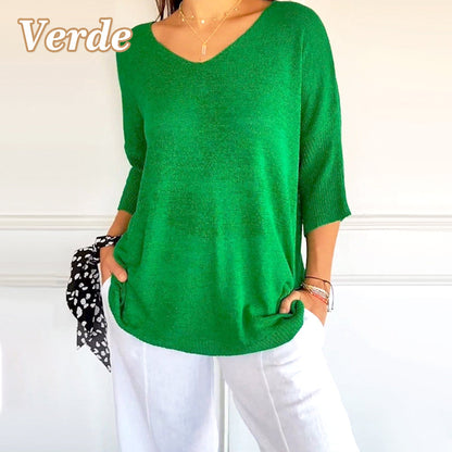 ⏳Beperkte Tijd 50% Korting💥Handmatig gebreid shirt met V-hals