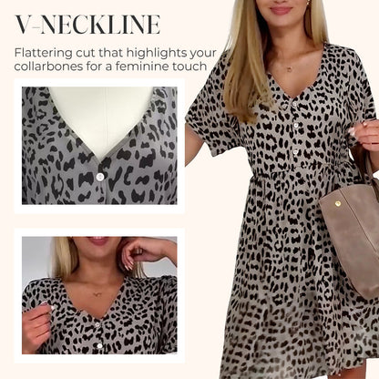 Casual V-hals Jurk met Korte Mouwen voor Dames