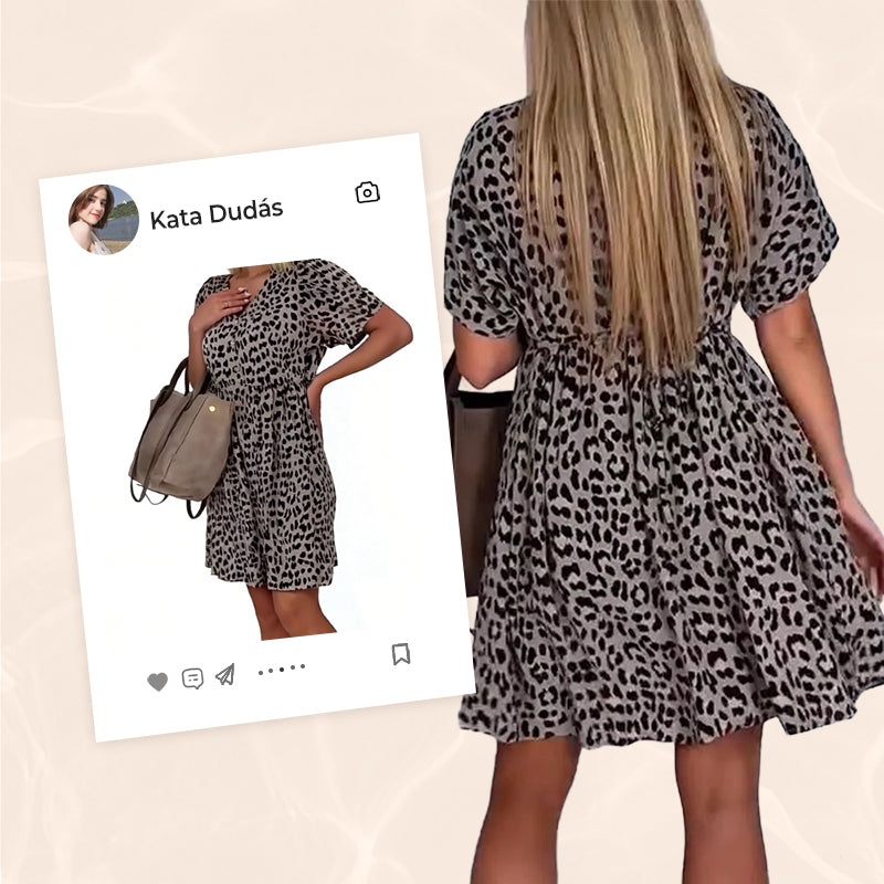 Casual V-hals Jurk met Korte Mouwen voor Dames