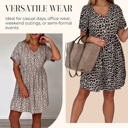 Casual V-hals Jurk met Korte Mouwen voor Dames